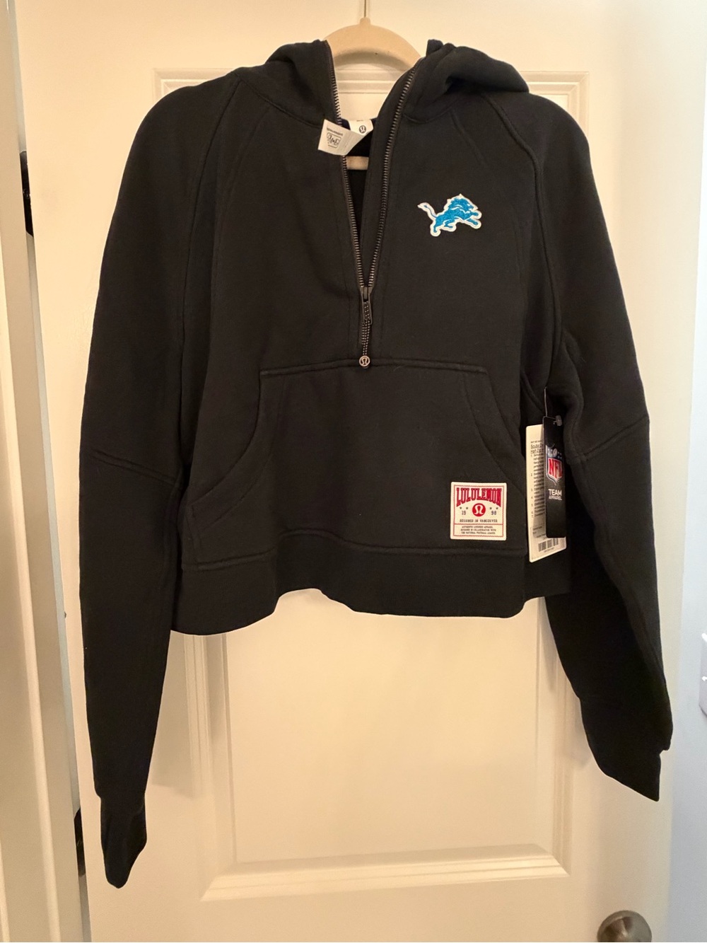 Detroit Lions Black Half-Zip Hoodie Sweater - Women's